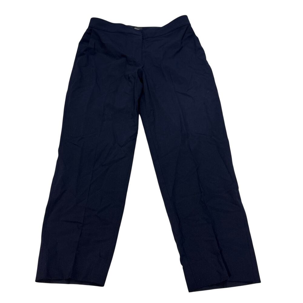 St. John Caviar Women 10 Emma Dress Pants Blue Straight Leg Wool Spandex Office
